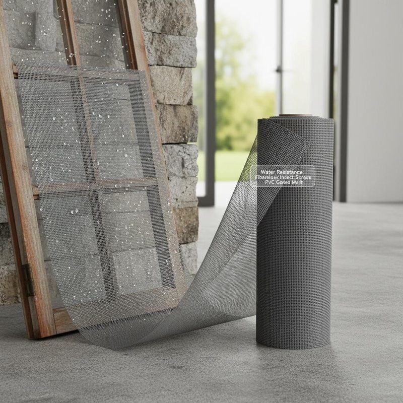 물 저항 유리 섬유 곤충 스크린 PVC 코팅  Mesh 야외 구조물에서 이상적인 창문 문과 환기 열